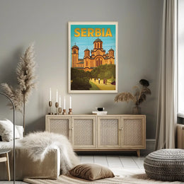 Serbia Byzantine Architecture Vintage Travel Poster PosterGoat