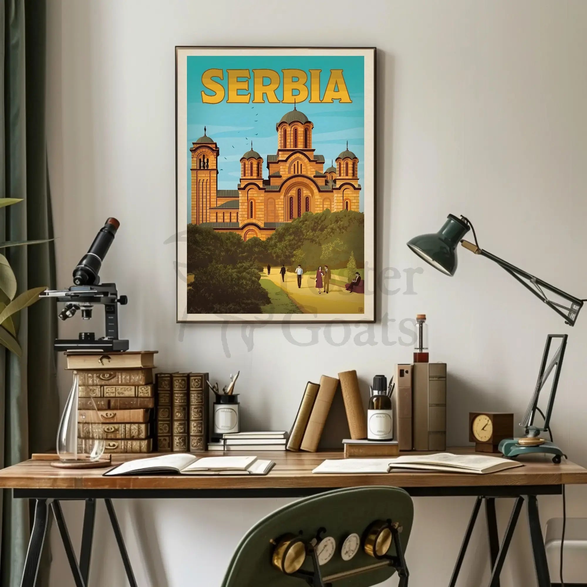 Serbia Byzantine Architecture Vintage Travel Poster PosterGoat