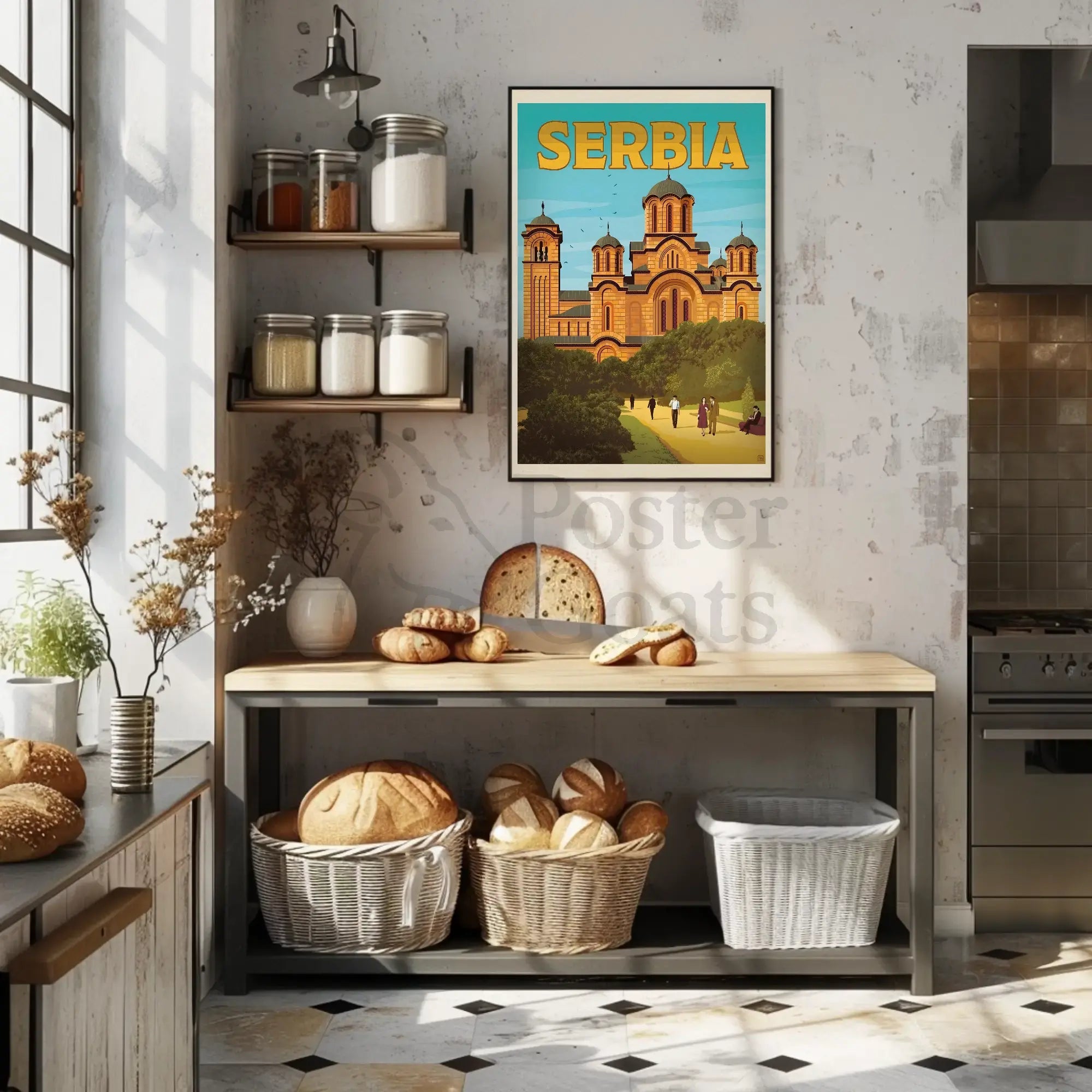 Serbia Byzantine Architecture Vintage Travel Poster PosterGoat