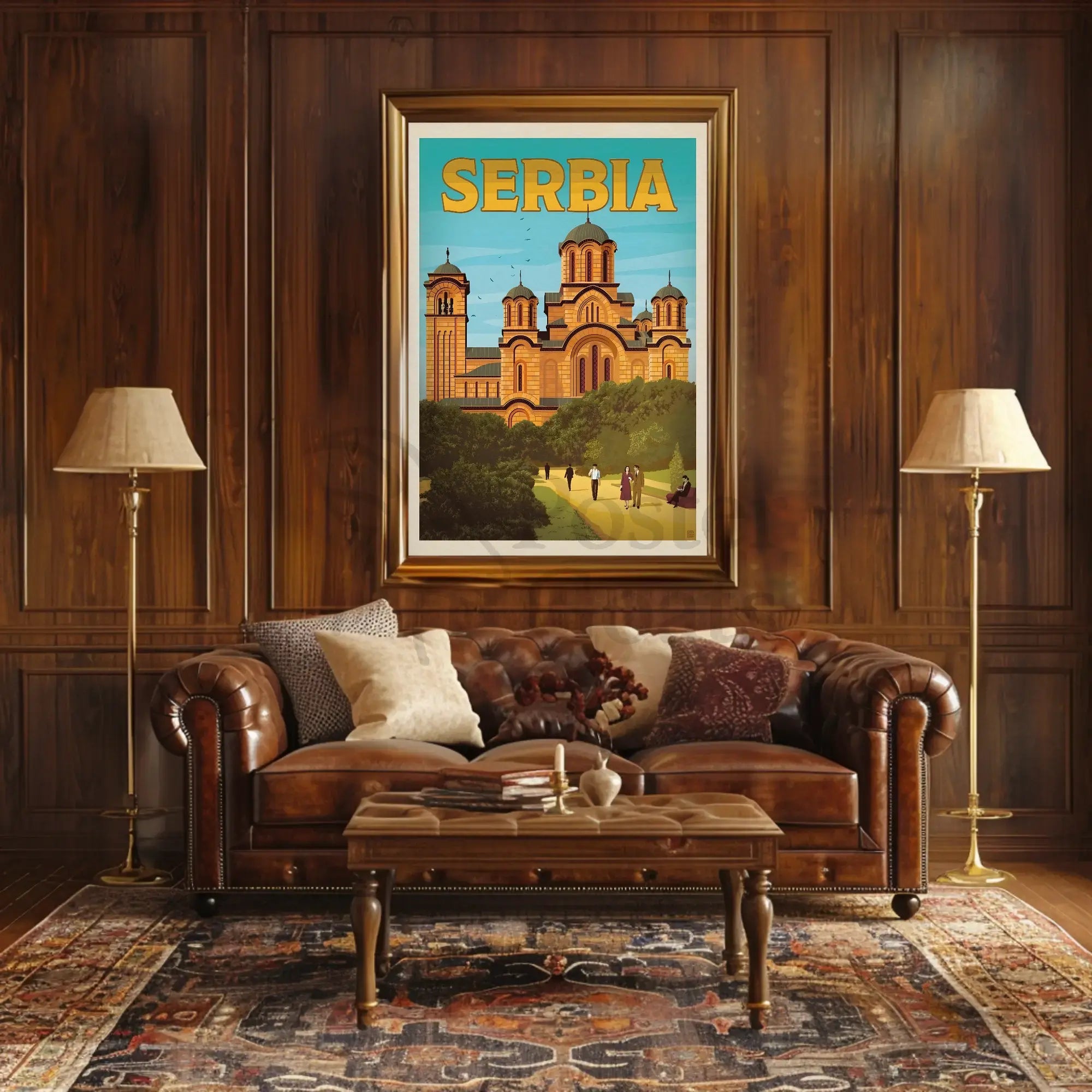 Serbia Byzantine Architecture Vintage Travel Poster PosterGoat