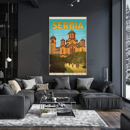 Serbia Byzantine Architecture Vintage Travel Poster PosterGoat