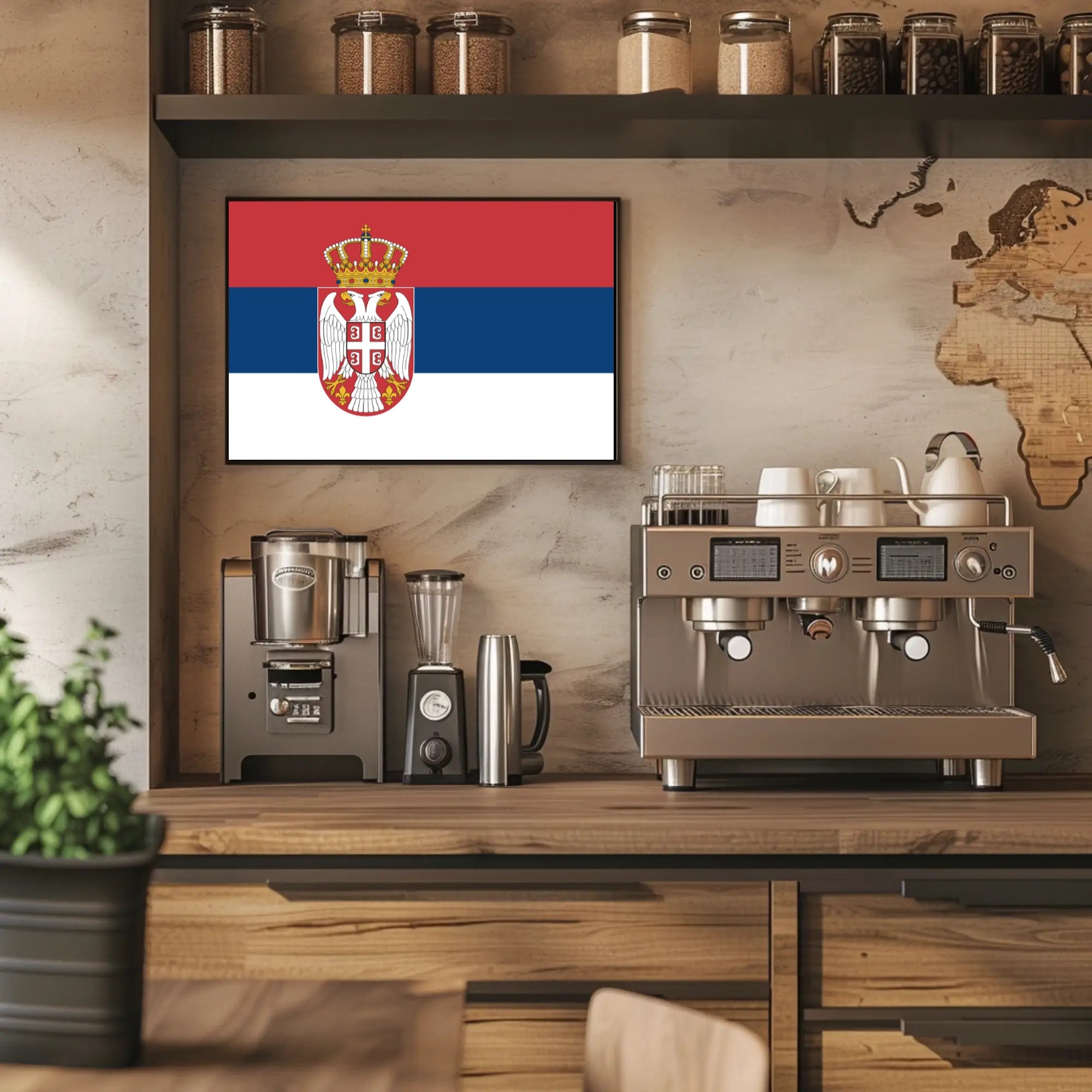 Serbia Flag Patriotic National Symbol Country Flag Poster PosterGoat