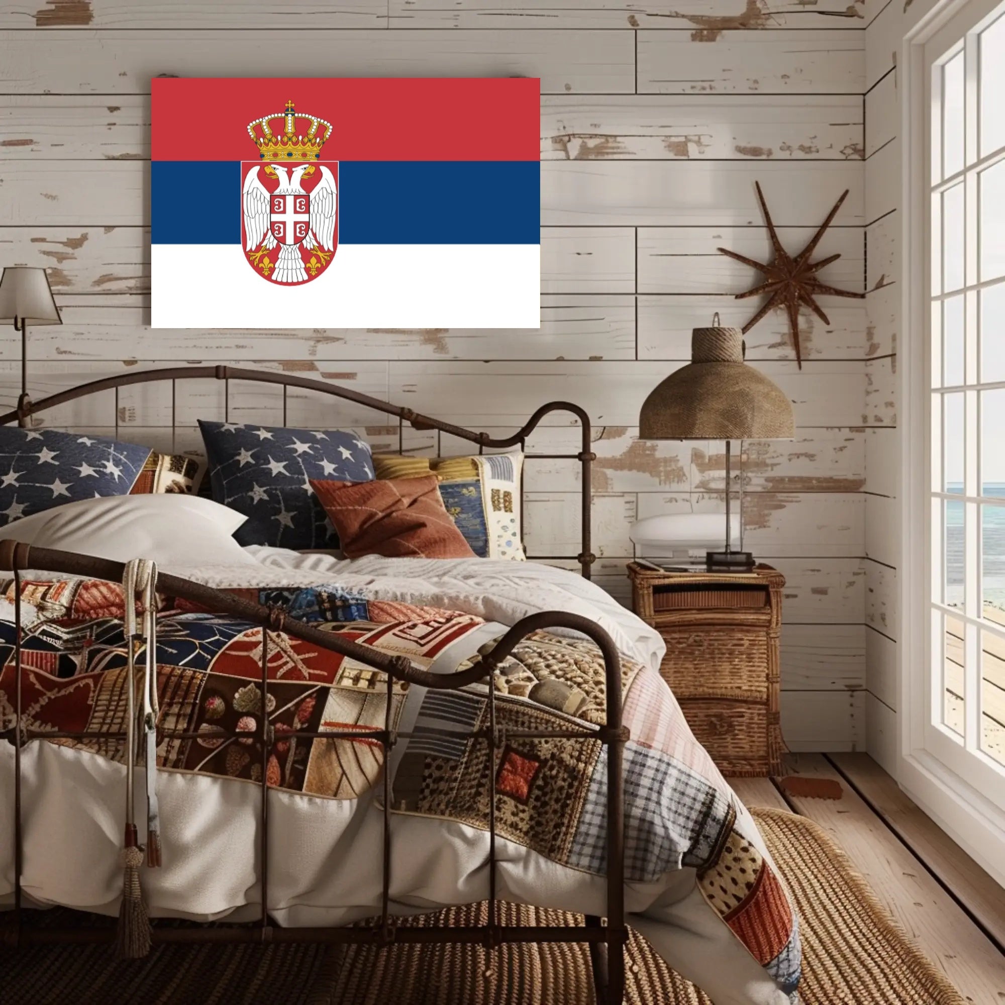 Serbia Flag Patriotic National Symbol Country Flag Poster PosterGoat