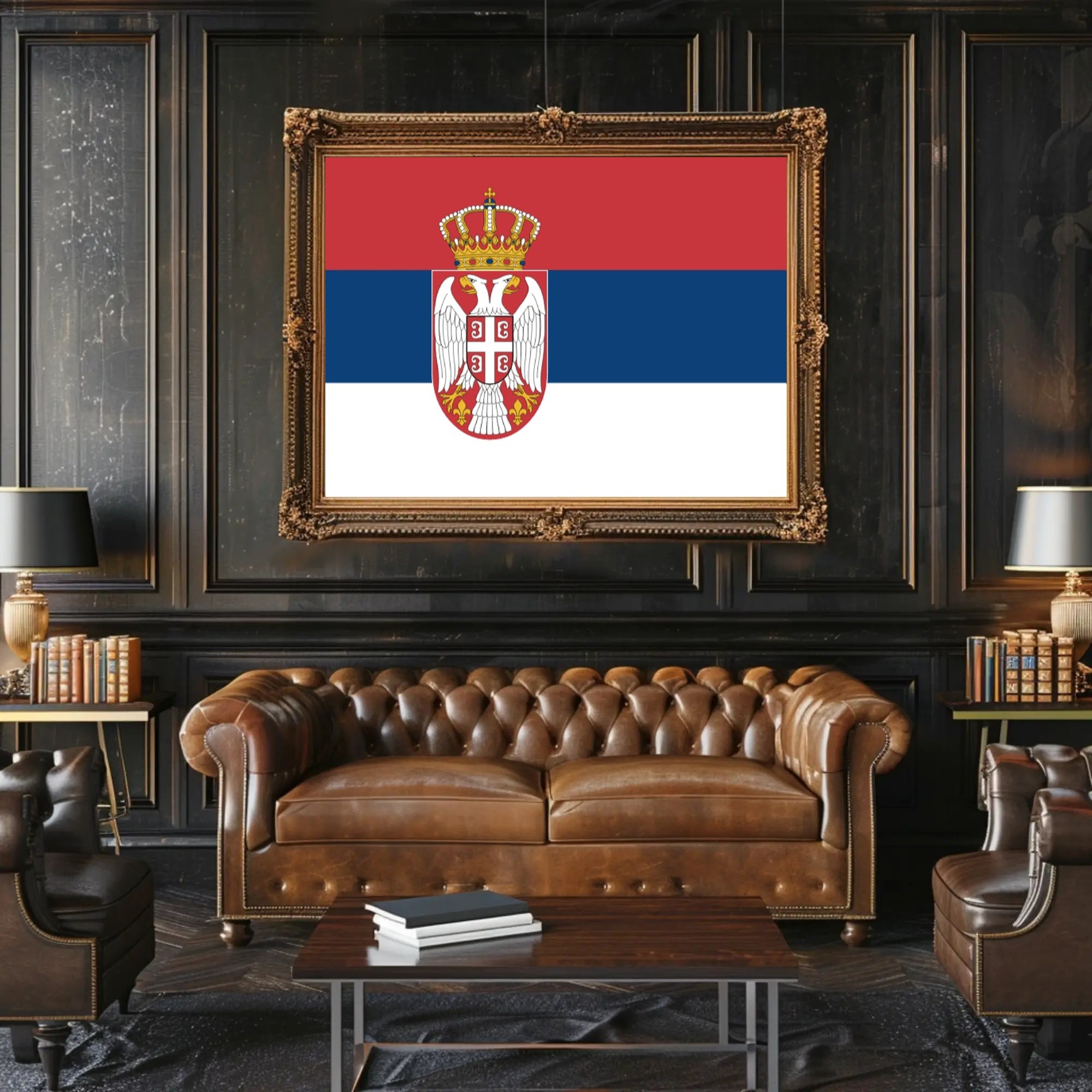 Serbia Flag Patriotic National Symbol Country Flag Poster PosterGoat