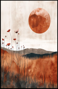 Serene Abstract Sunset Landscape Artistic Poster PosterGoat