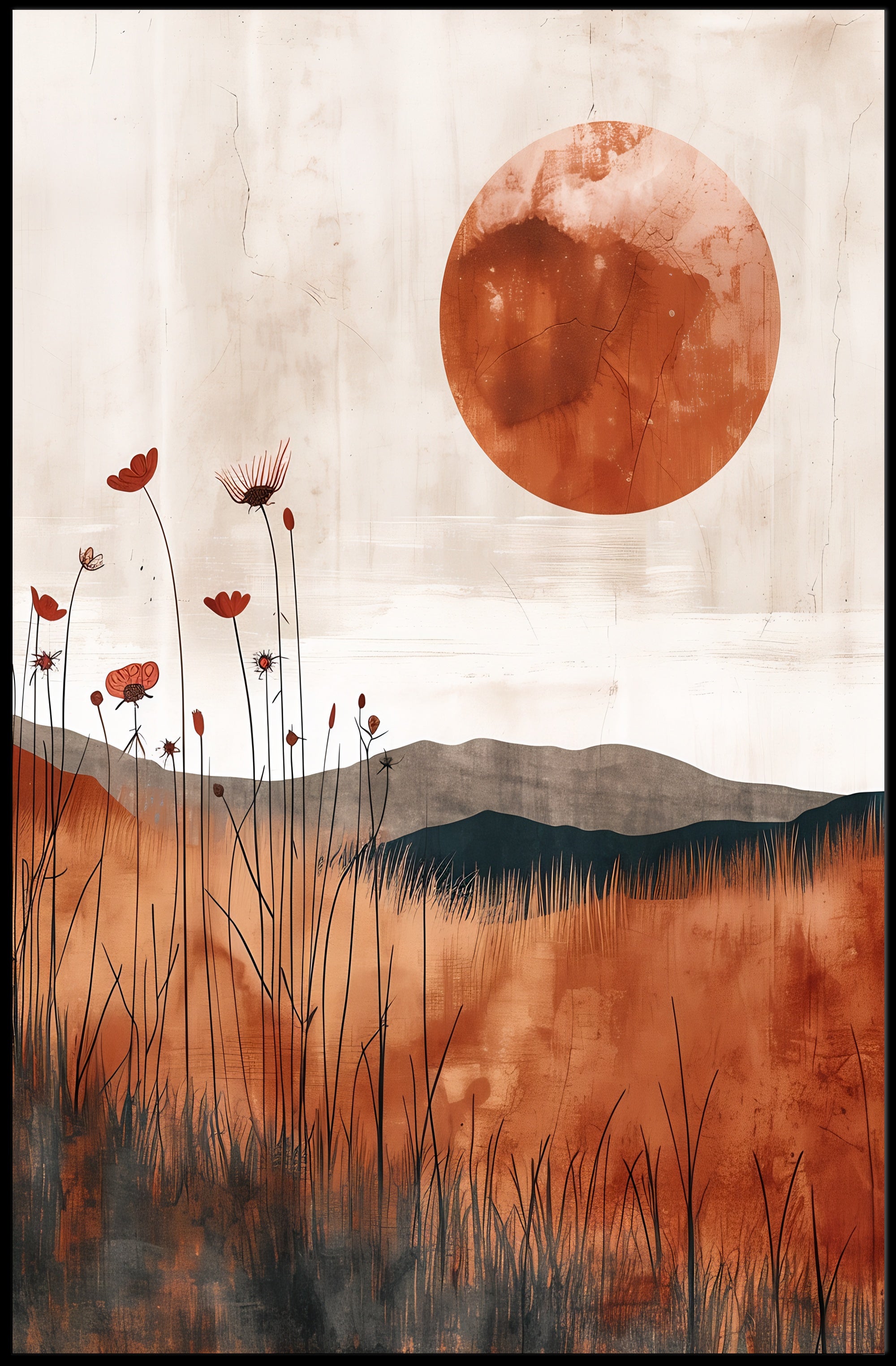 Serene Abstract Sunset Landscape Artistic Poster PosterGoat