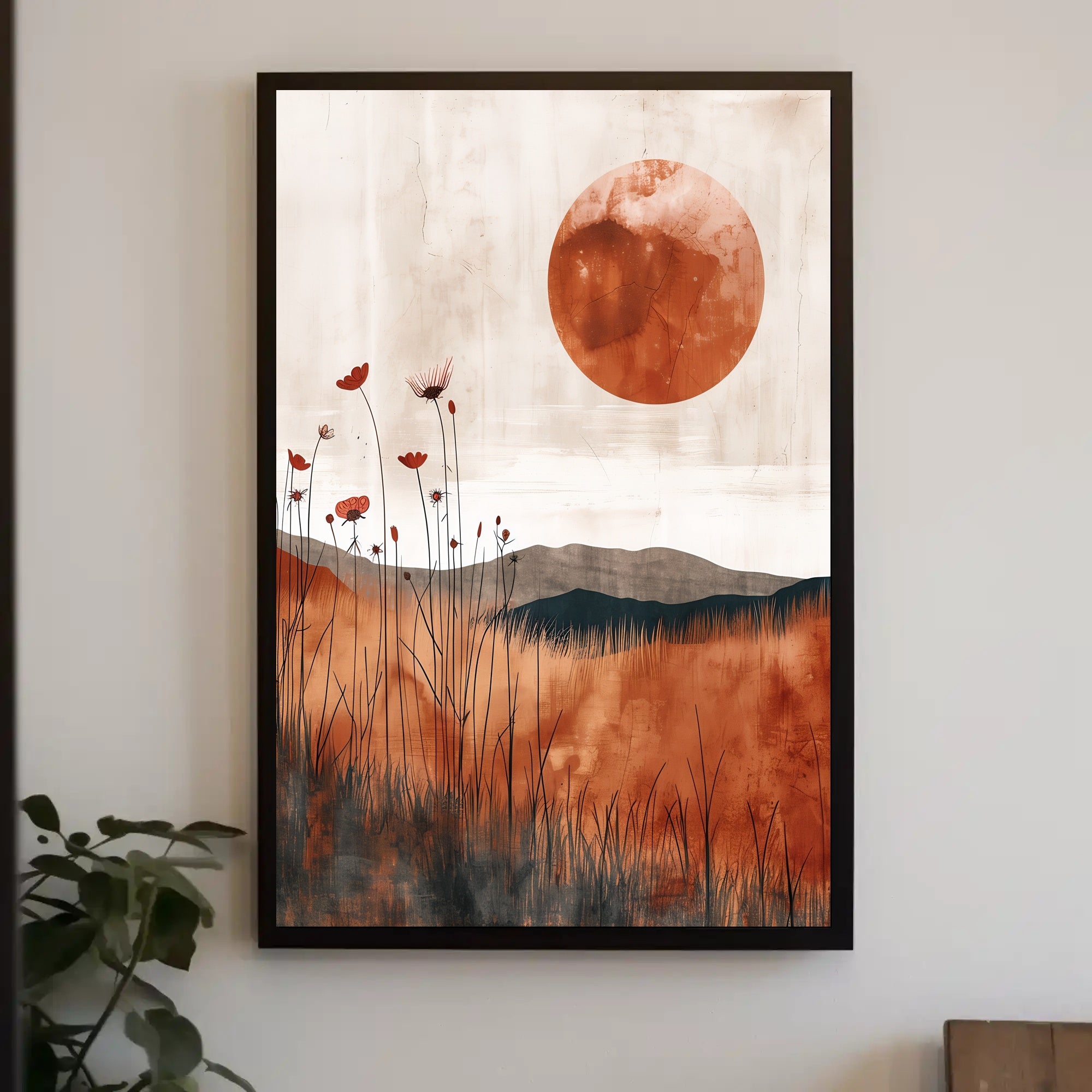 Serene Abstract Sunset Landscape Artistic Poster PosterGoat