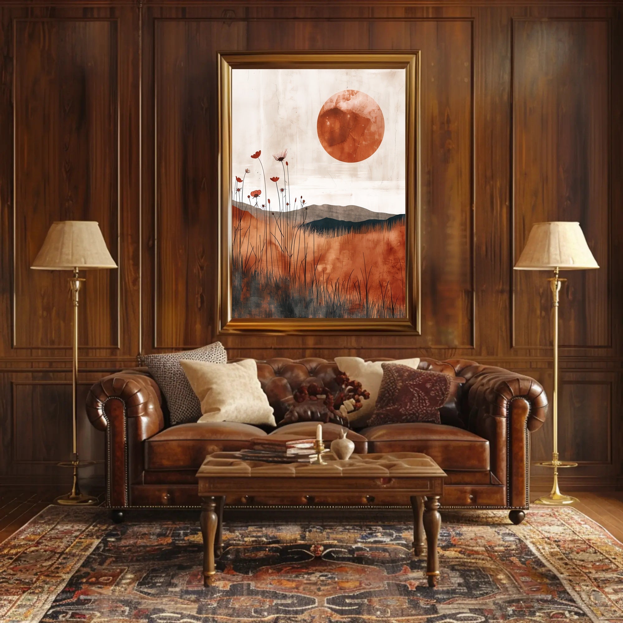 Serene Abstract Sunset Landscape Artistic Poster PosterGoat