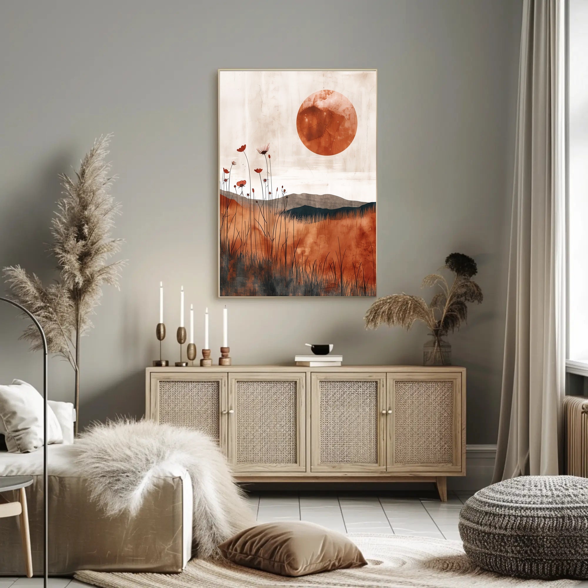 Serene Abstract Sunset Landscape Artistic Poster PosterGoat