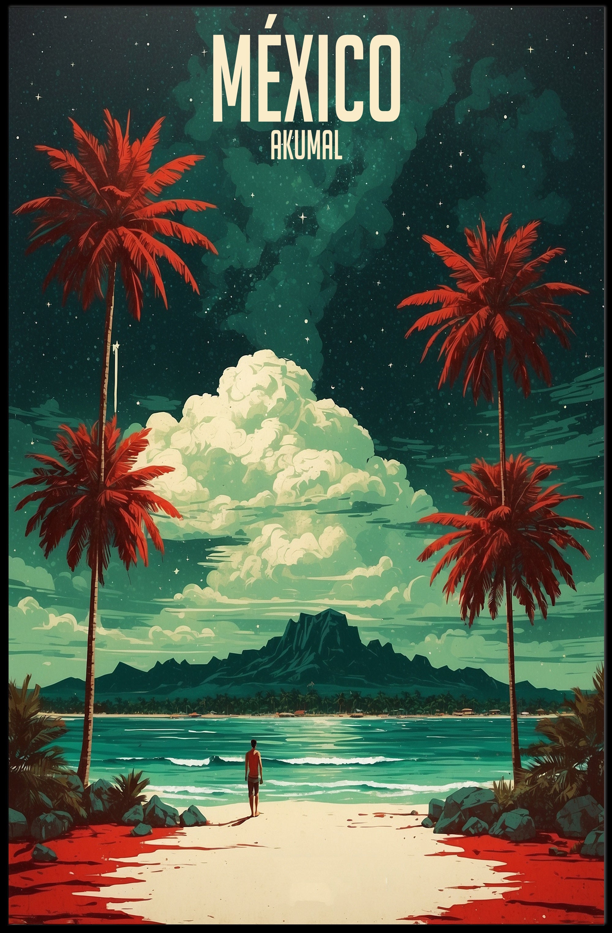 Serene Akumal Beach Scene Travel Poster PosterGoat