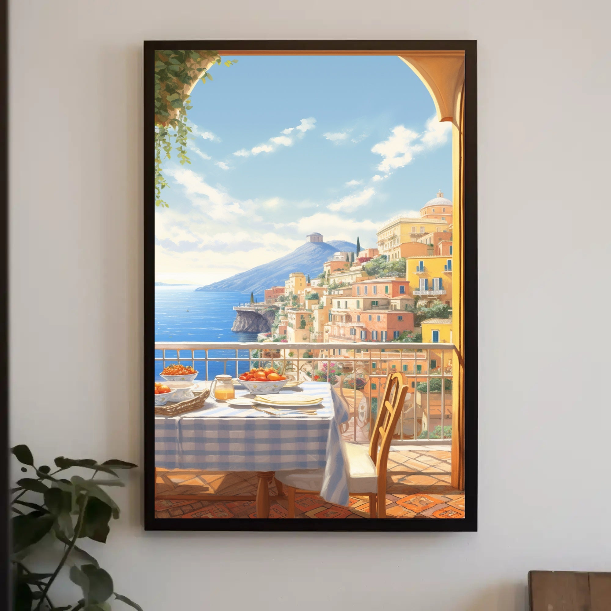 Serene Amalfi Coast Breakfast Travel Poster PosterGoat