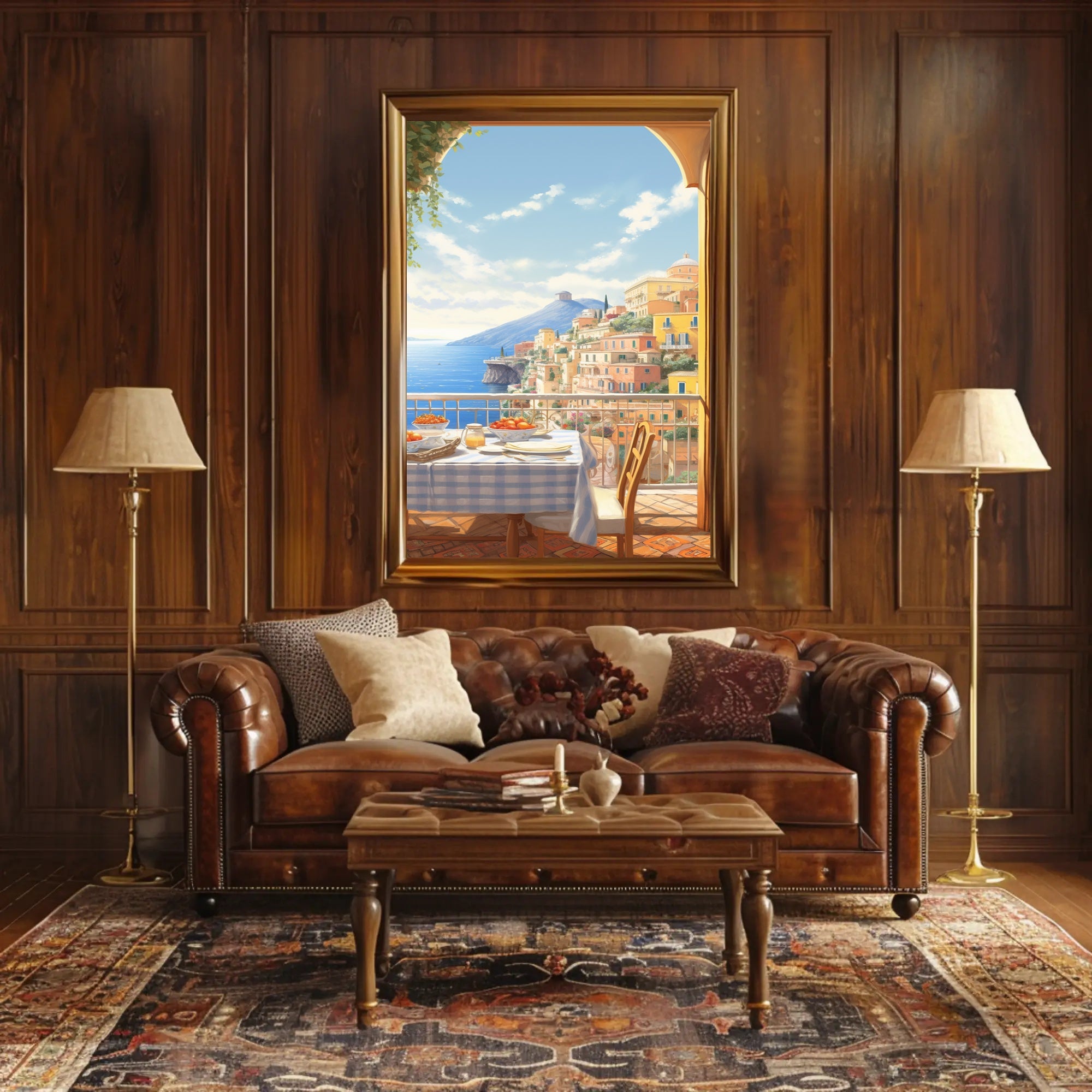 Serene Amalfi Coast Breakfast Travel Poster PosterGoat