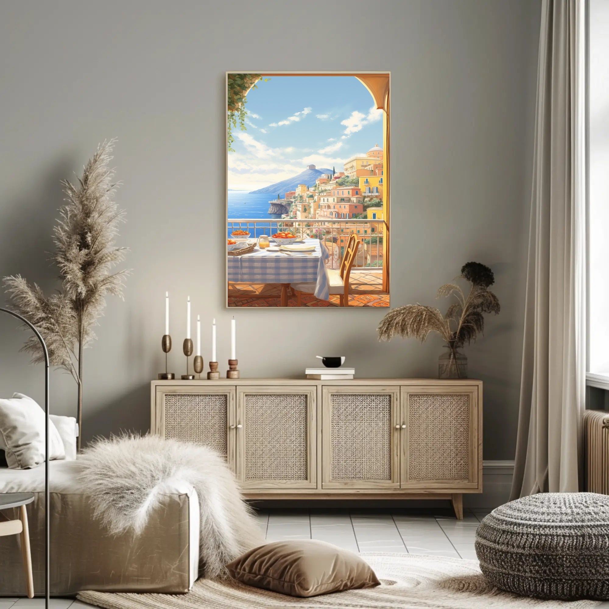 Serene Amalfi Coast Breakfast Travel Poster PosterGoat