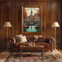 Serene Amsterdam Canal Autumn Cityscape Urban or Cityscape Poster PosterGoat
