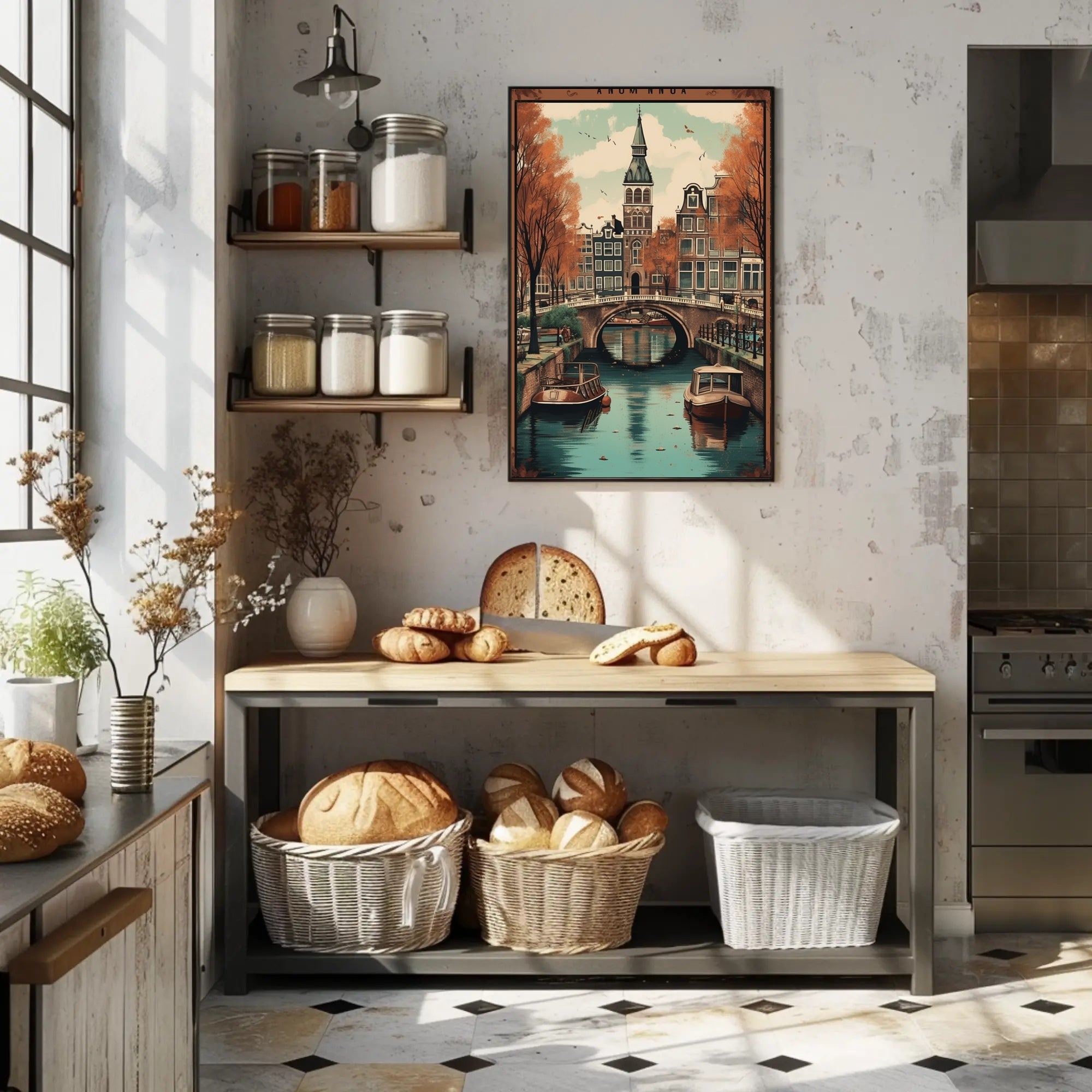 Serene Amsterdam Canal Autumn Cityscape Urban or Cityscape Poster PosterGoat