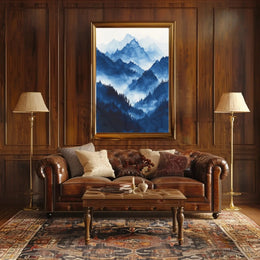 Serene Asian Mountains Ink Wash National Park Poster PosterGoat