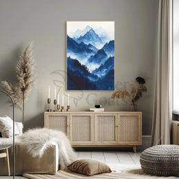 Serene Asian Mountains Ink Wash National Park Poster PosterGoat