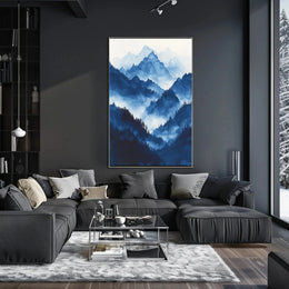 Serene Asian Mountains Ink Wash National Park Poster PosterGoat