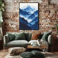 Serene Asian Mountains Ink Wash National Park Poster PosterGoat