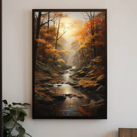 Serene Autumn Forest Realistic Painting Poster PosterGoat