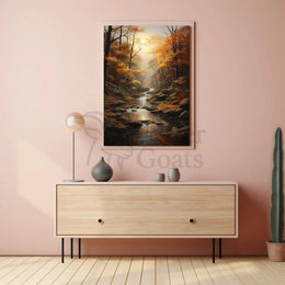 Serene Autumn Forest Realistic Painting Poster PosterGoat