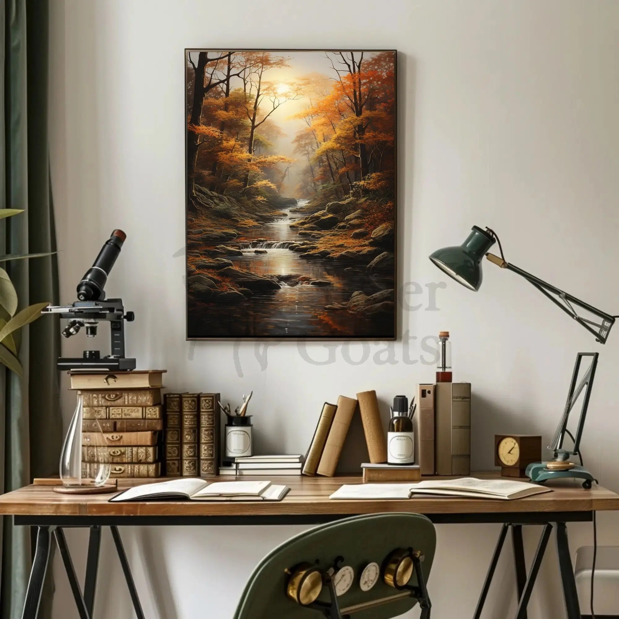 Serene Autumn Forest Realistic Painting Poster PosterGoat