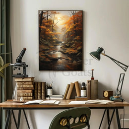 Serene Autumn Forest Realistic Painting Poster PosterGoat