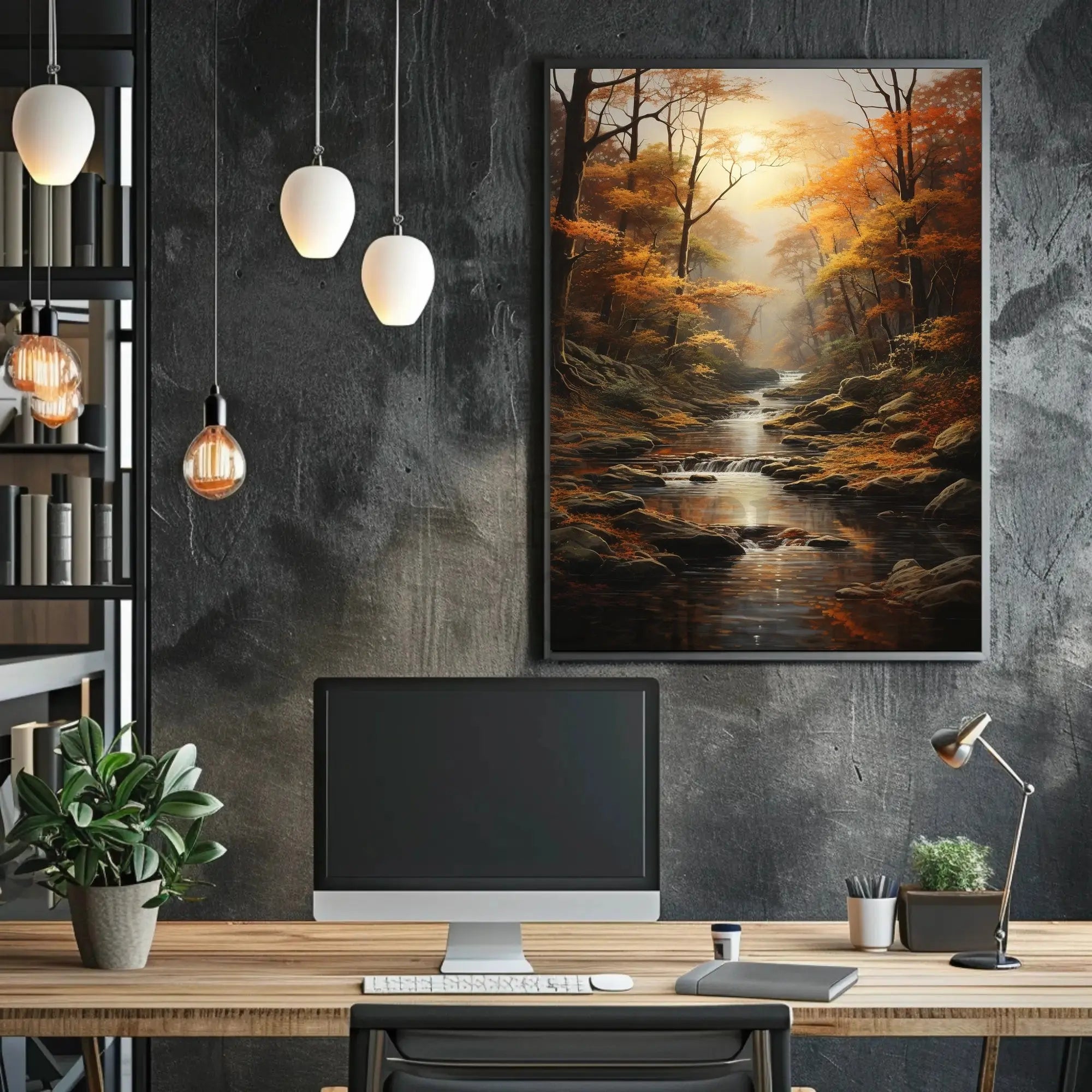 Serene Autumn Forest Realistic Painting Poster PosterGoat