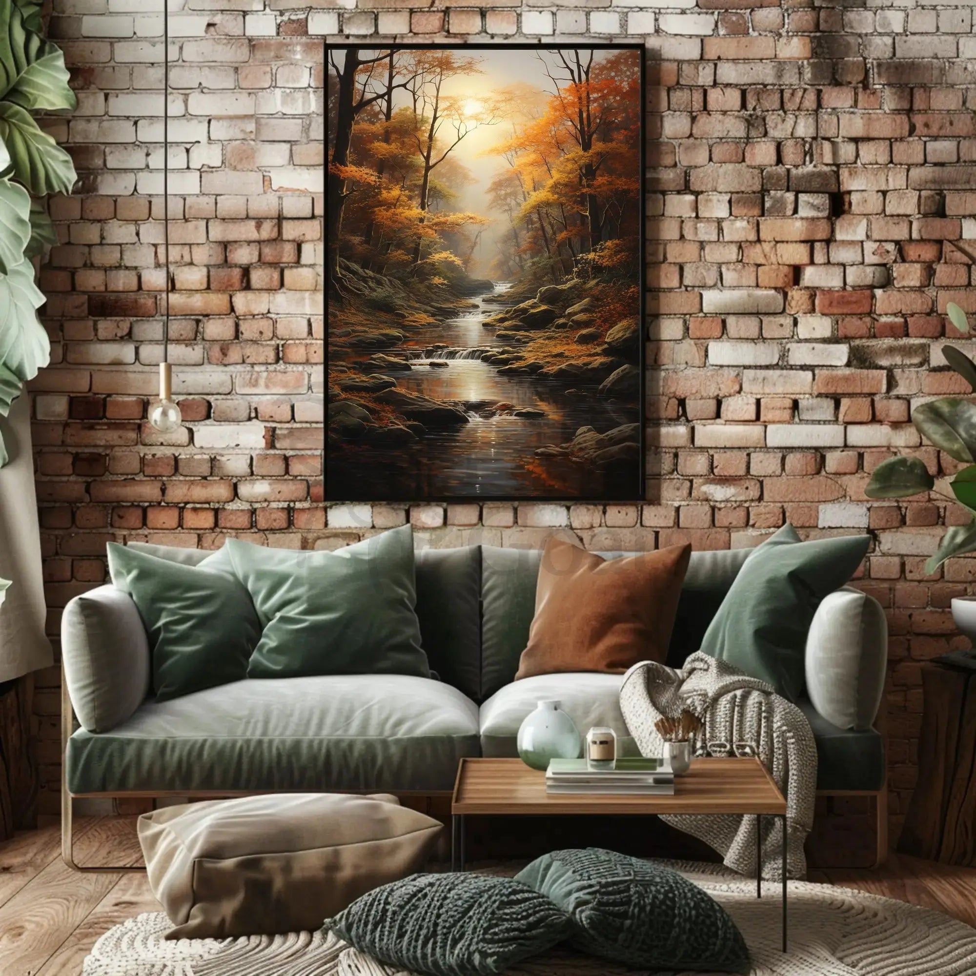 Serene Autumn Forest Realistic Painting Poster PosterGoat