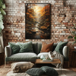 Serene Autumn Forest Realistic Painting Poster PosterGoat
