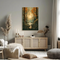 Serene Autumn Forest Scene Captured in Artistic Poster PosterGoat