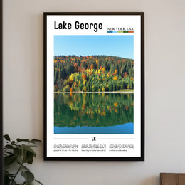 Serene Autumn View at Lake George Travel Poster PosterGoat