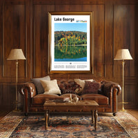 Serene Autumn View at Lake George Travel Poster PosterGoat