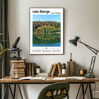 Serene Autumn View at Lake George Travel Poster PosterGoat