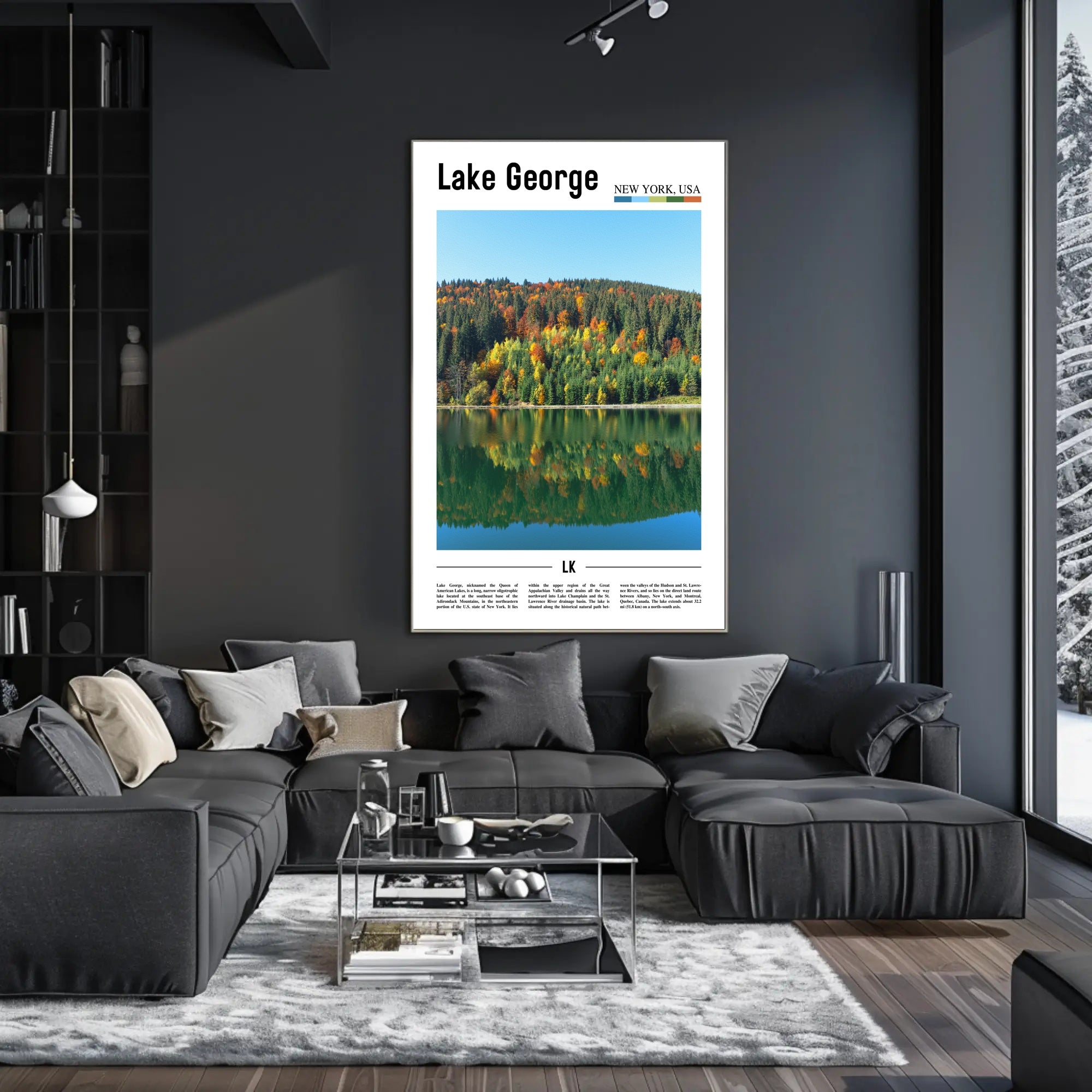 Serene Autumn View at Lake George Travel Poster PosterGoat