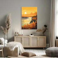 Serene Autumn Waterfall Scene in National Park Poster PosterGoat