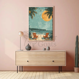 Serene Beach Retreat Vintage Travel Poster PosterGoat