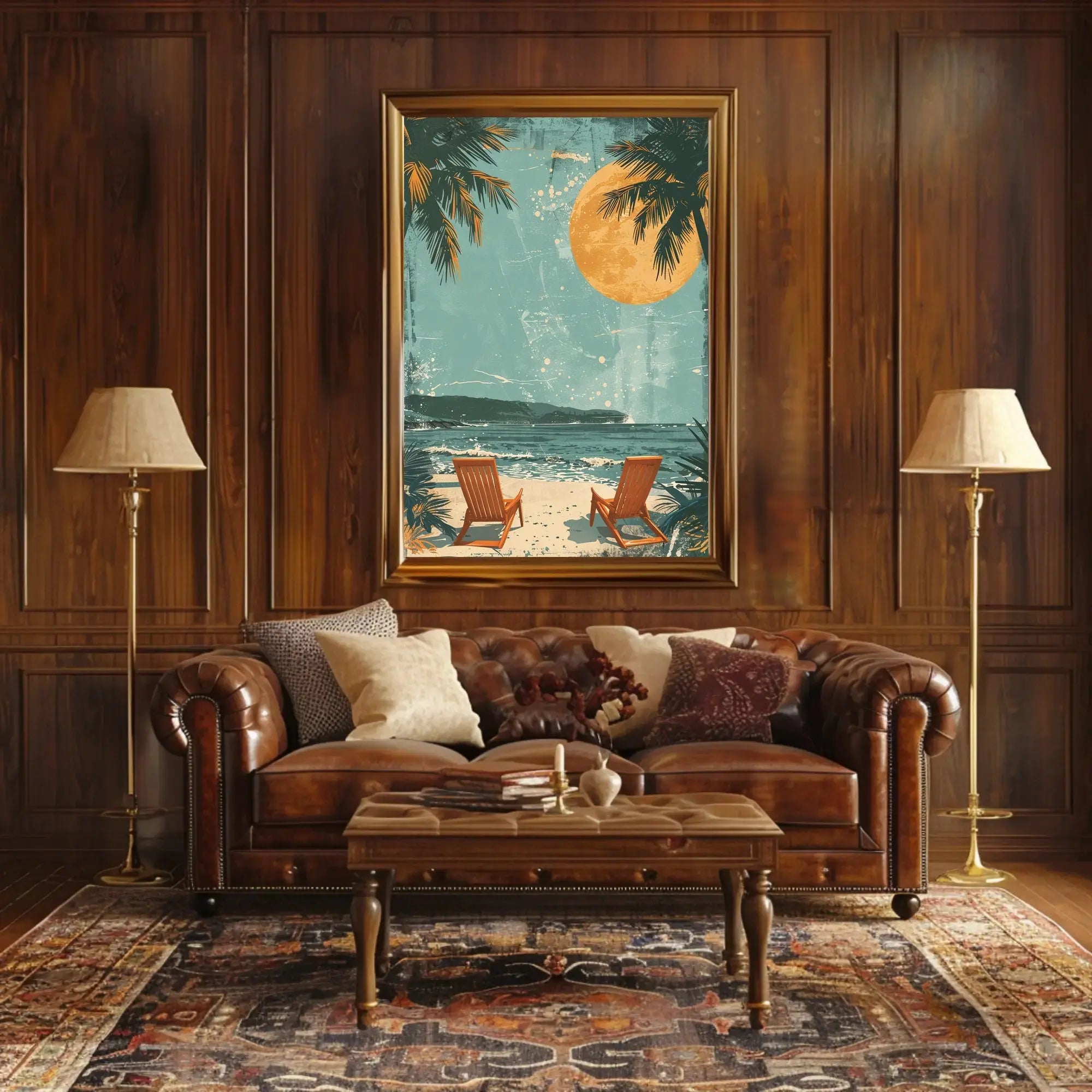 Serene Beach Retreat Vintage Travel Poster PosterGoat