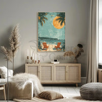 Serene Beach Retreat Vintage Travel Poster PosterGoat