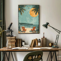 Serene Beach Retreat Vintage Travel Poster PosterGoat