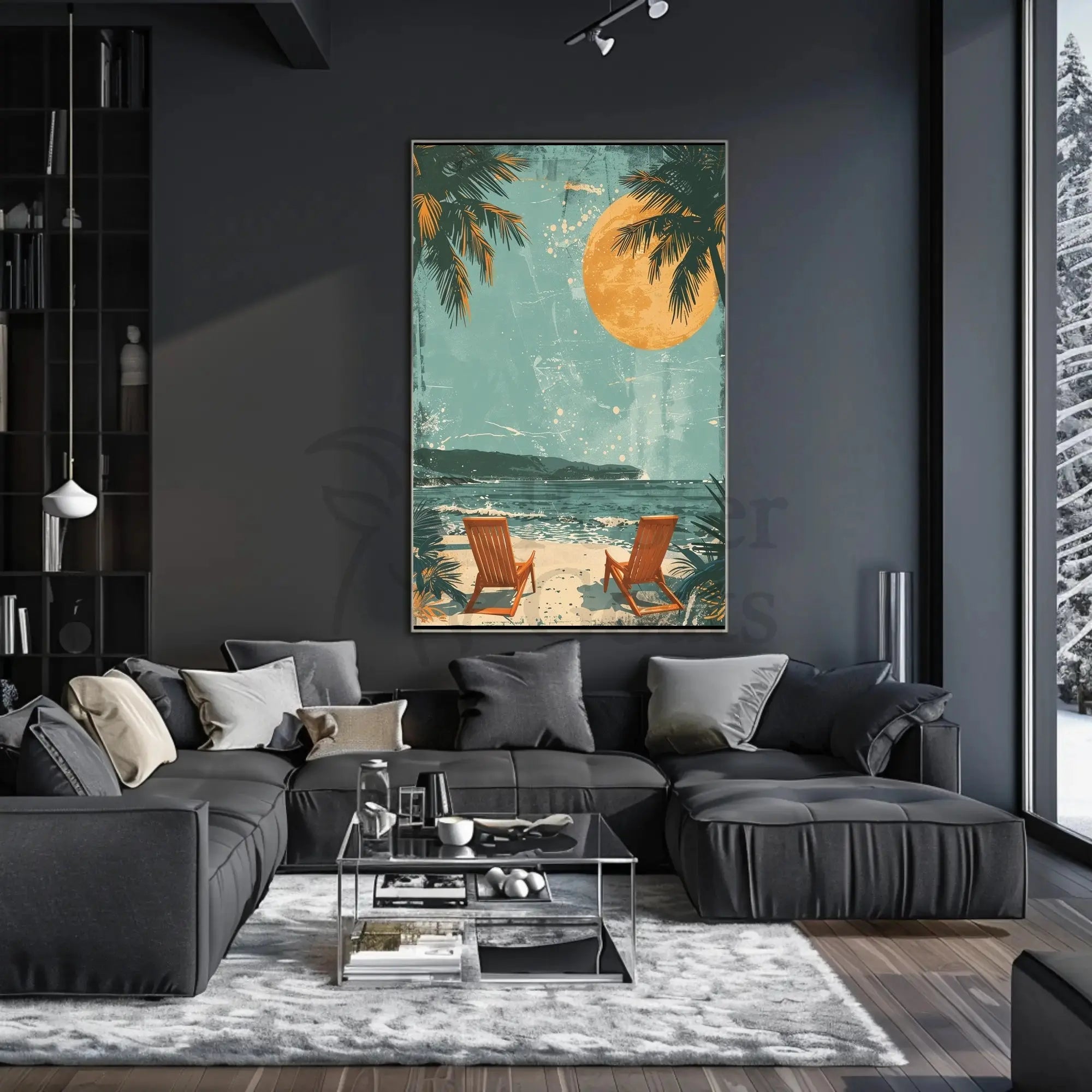 Serene Beach Retreat Vintage Travel Poster PosterGoat