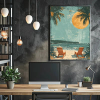 Serene Beach Retreat Vintage Travel Poster PosterGoat