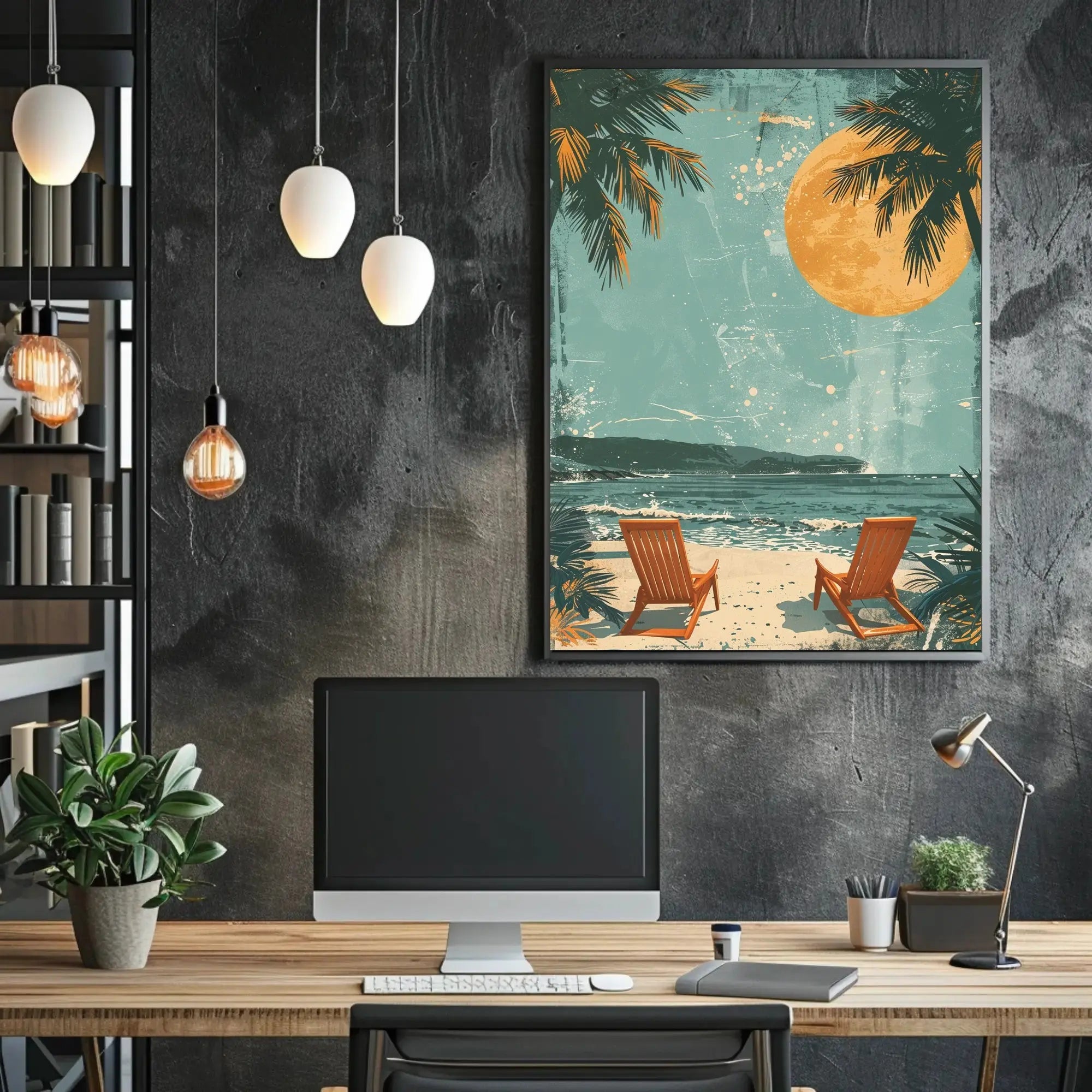Serene Beach Retreat Vintage Travel Poster PosterGoat