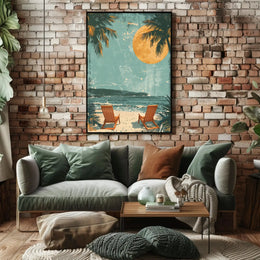 Serene Beach Retreat Vintage Travel Poster PosterGoat