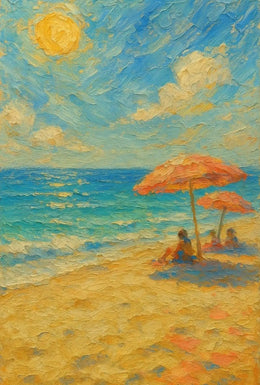 Serene Beach Scene Summer Relaxation Artistic Poster PosterGoat