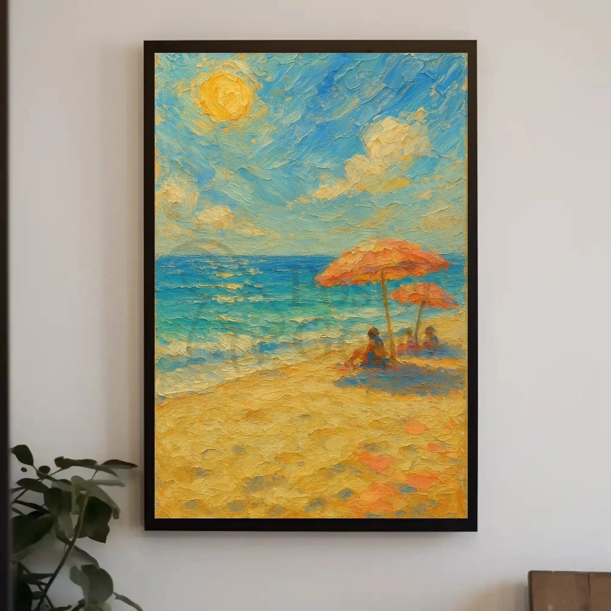 Serene Beach Scene Summer Relaxation Artistic Poster PosterGoat