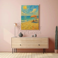 Serene Beach Scene Summer Relaxation Artistic Poster PosterGoat