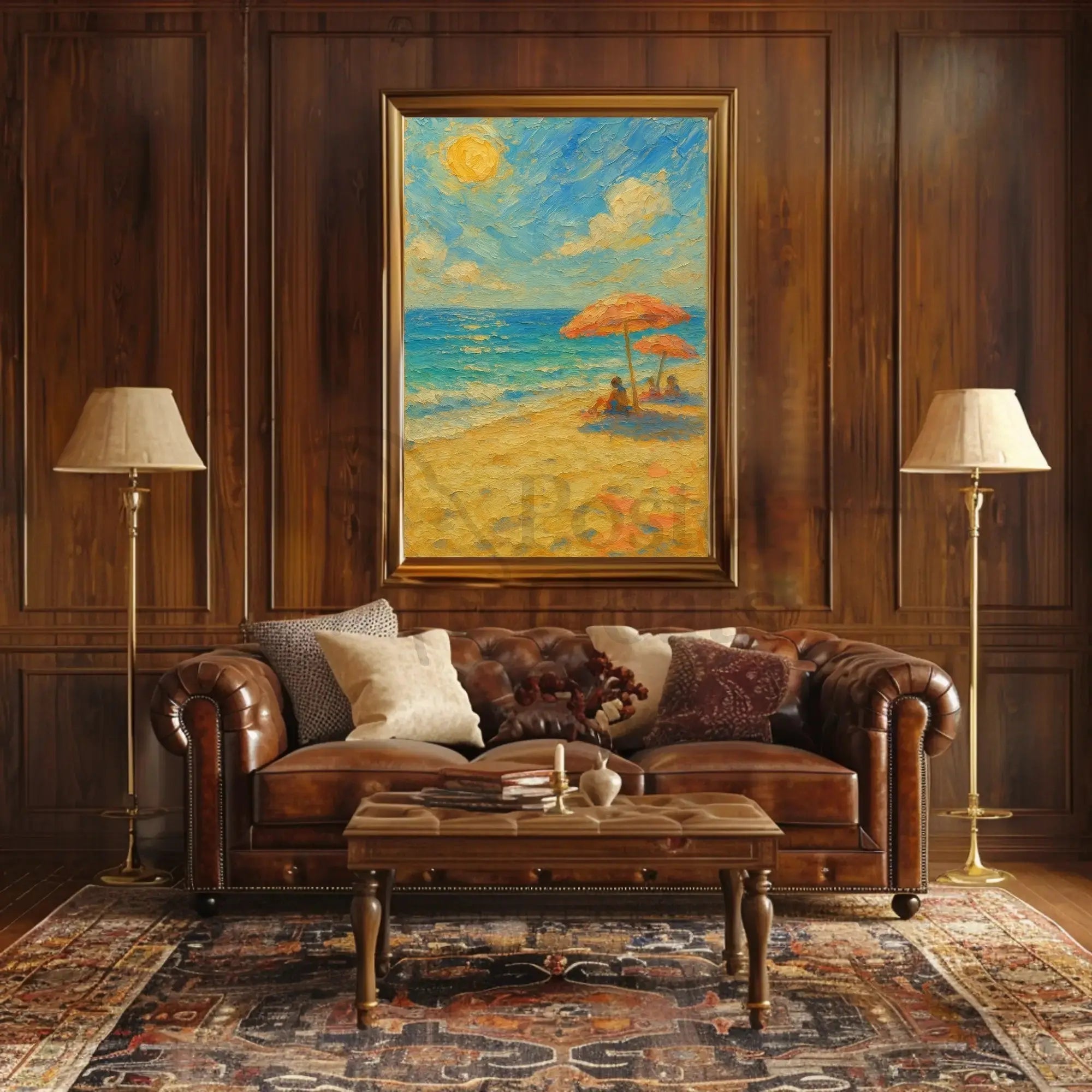 Serene Beach Scene Summer Relaxation Artistic Poster PosterGoat