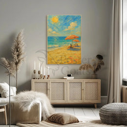 Serene Beach Scene Summer Relaxation Artistic Poster PosterGoat