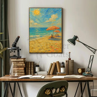 Serene Beach Scene Summer Relaxation Artistic Poster PosterGoat